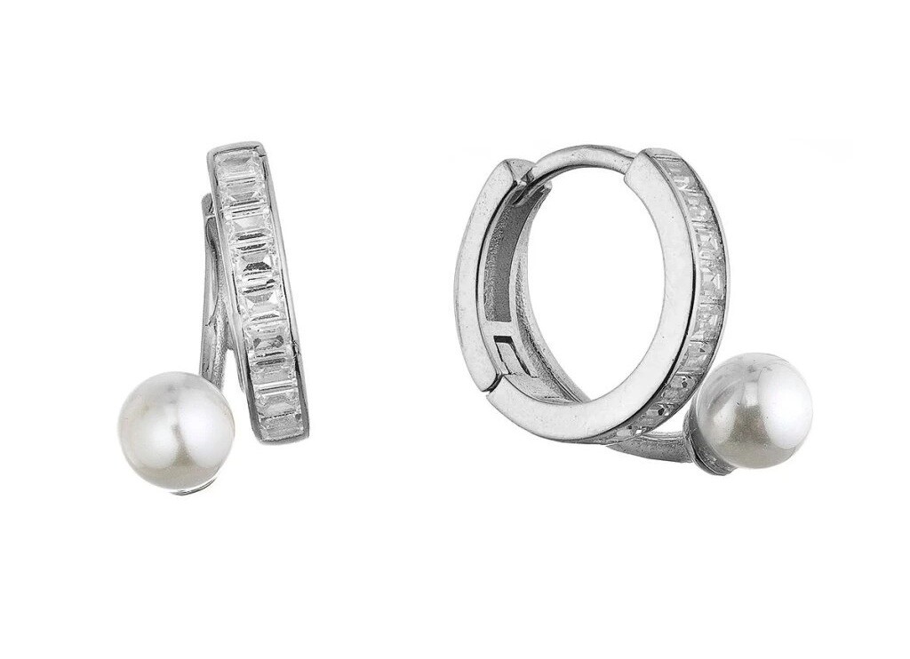 Evolution Group - Pavona Blyštivé stříbrné kruhy se zirkony a shell perlou 11808.1