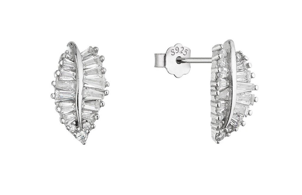 Evolution Group - Pavona Třpytivé stříbrné náušnice Lístečky 11746.1