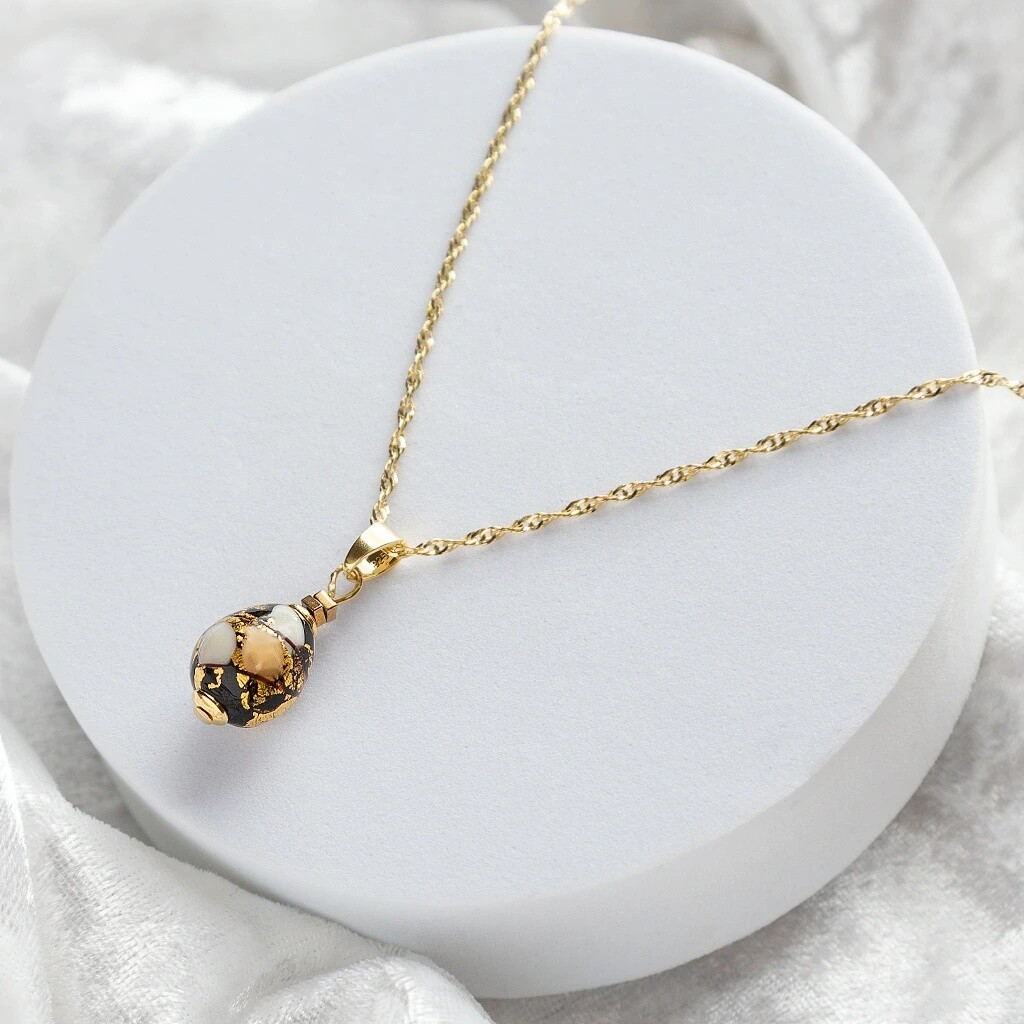 Lampglas Náhrdelník Ivory Nude s 24karátovým zlatem NNM13/AG/POZ 50 cm