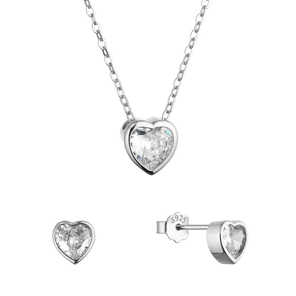 Evolution Group - Pavona Sada šperků s čirými zirkony Srdíčko 19036.1 (náhrdelník, náušnice)