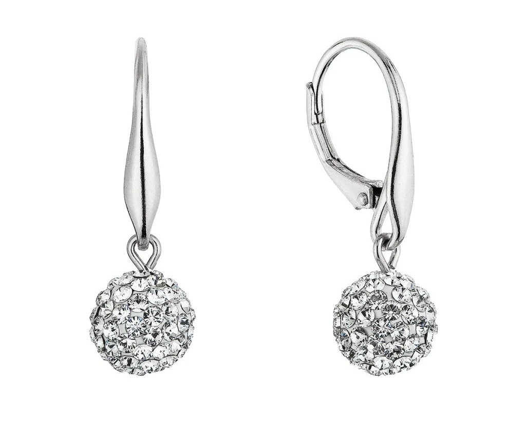 Evolution Group - Pavona Stříbrné náušnice Kuličky s krystaly Swarovski 31326.1