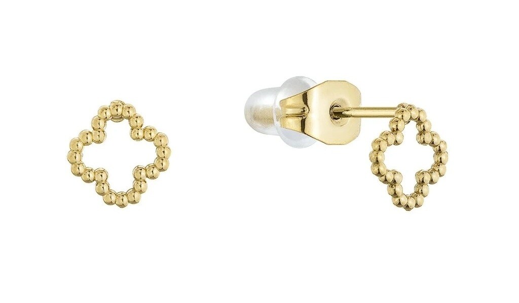 Evolution Group - Pavona Pozlacené náušnice z oceli Čtyřlístky 41006.1