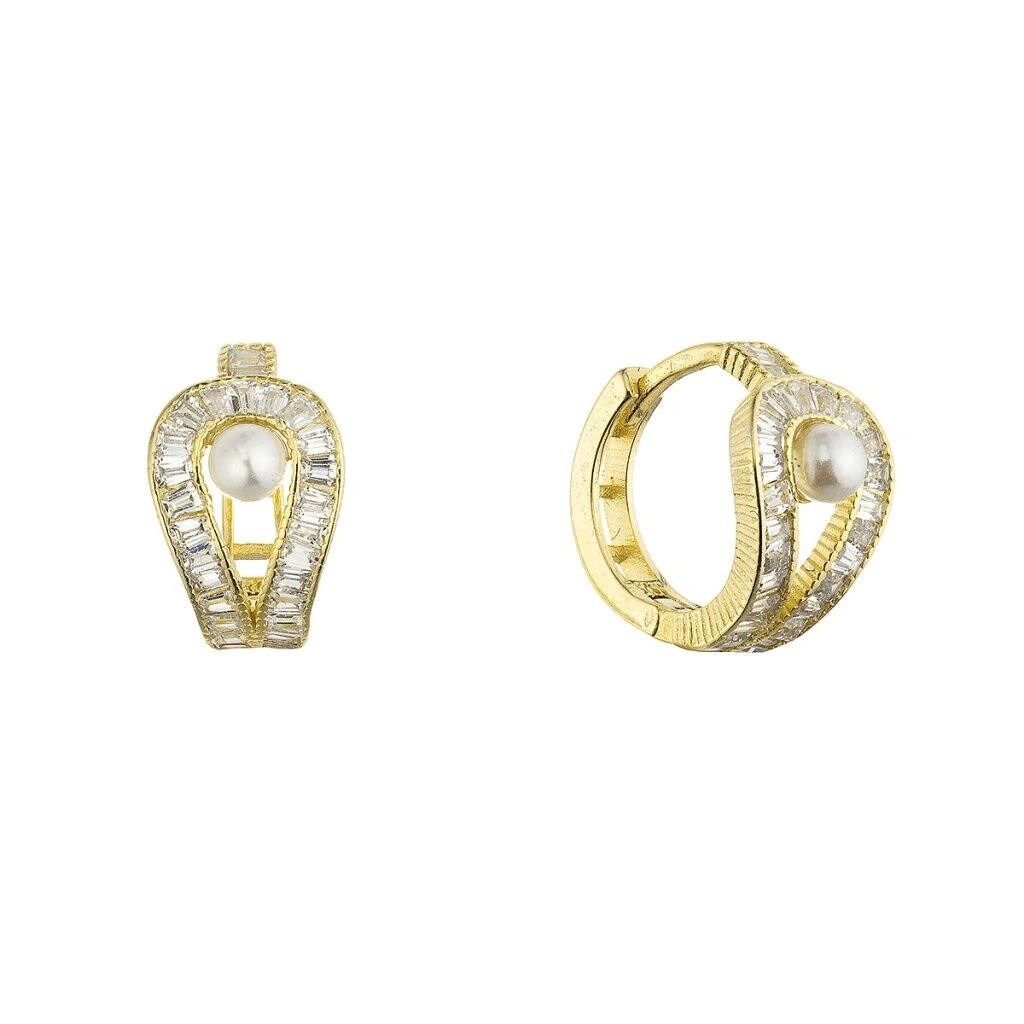 Evolution Group - Pavona Pozlacené kruhy se zirkony a shell perlou 11807.1