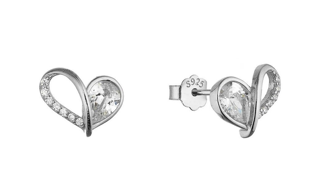 Evolution Group - Pavona Stříbrné srdíčkové náušnice s čirými zirkony 11751.1