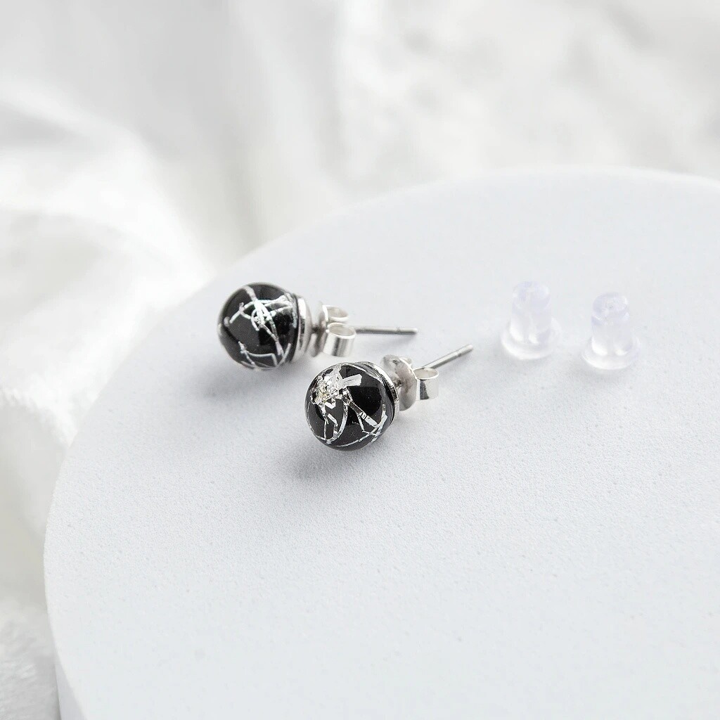 Lampglas Náušnice Night Nude s ryzím stříbrem ENM7/AG/RHO-PU