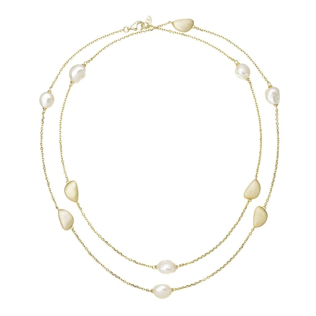 Evolution Group - Pavona Dlouhý pozlacený náhrdelník s pravými říčními perlami 22060.1