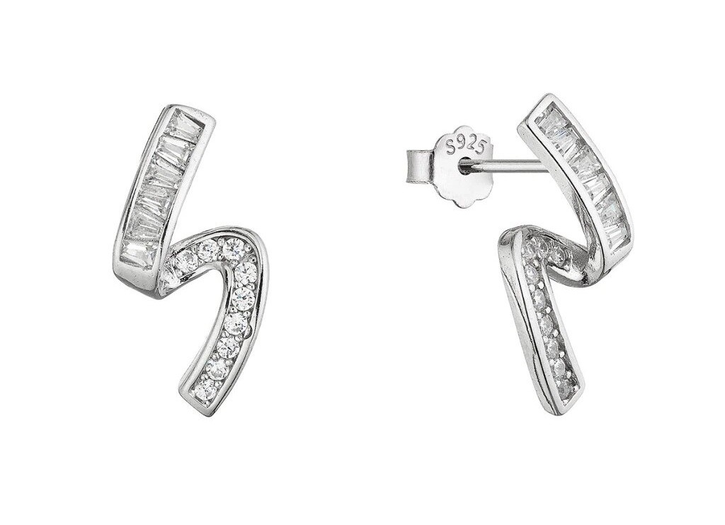 Evolution Group - Pavona Stříbrné náušnice Vlnky s čirými zirkony 11747.1