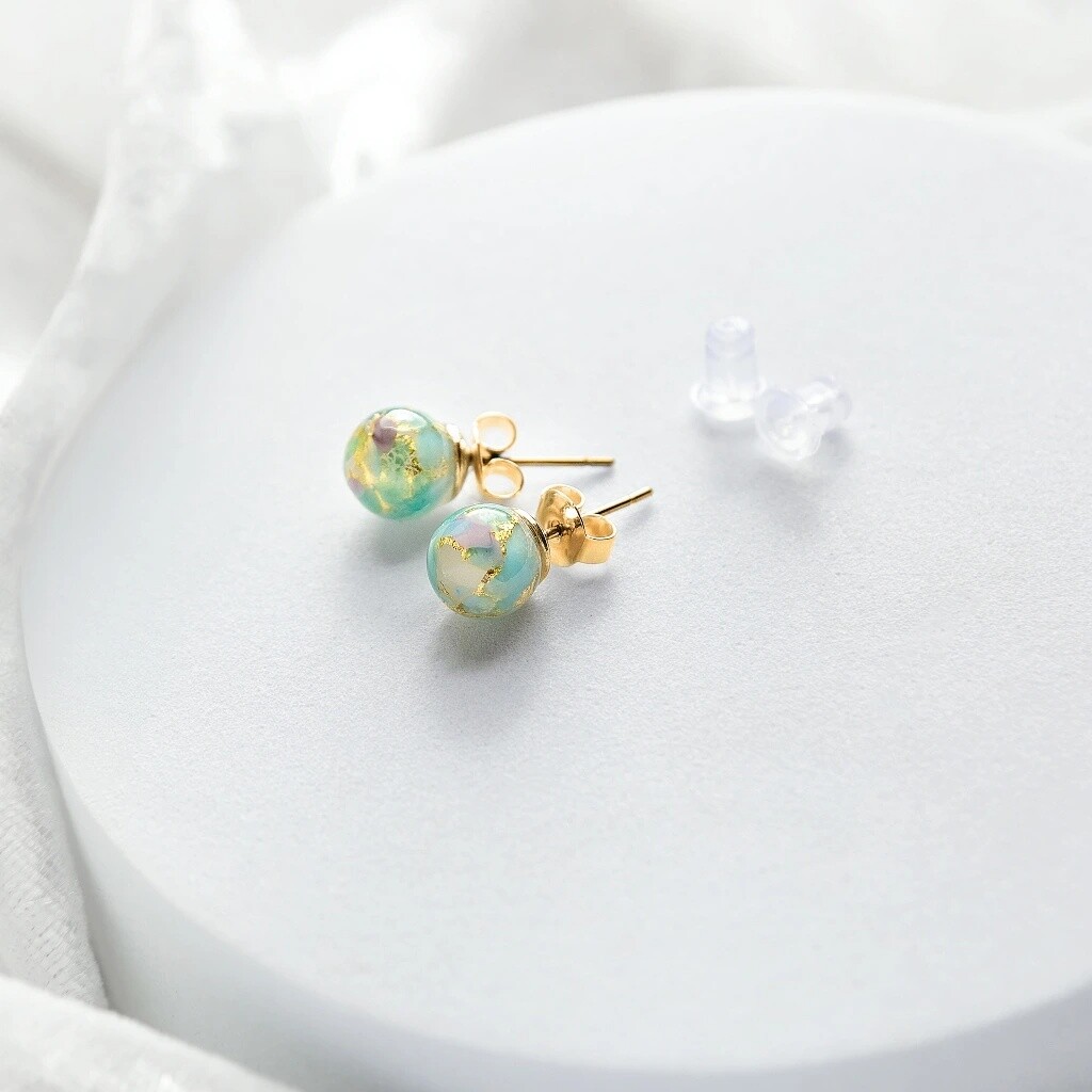 Lampglas Náušnice Mist Nude s 24karátovým zlatem ENM9/AG/POZ-PU