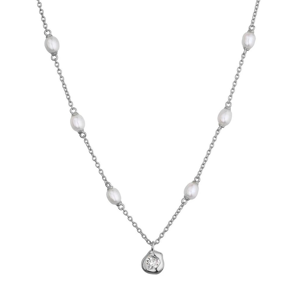 Evolution Group - Pavona Krásný stříbrný náhrdelník s perlami a zirkonem 22058.1