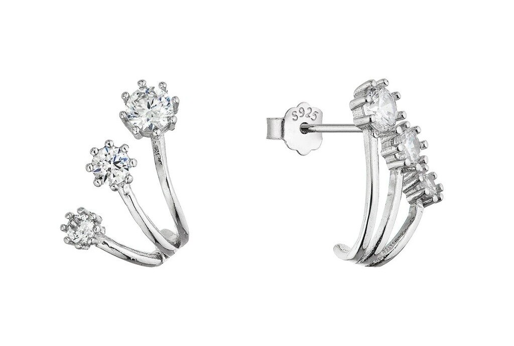 Evolution Group - Pavona Stříbrné náušnice Vějířky s čirými zirkony 11764.1