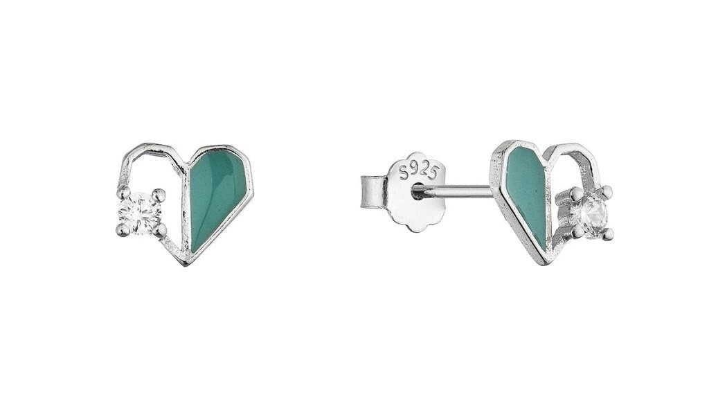 Evolution Group - Pavona Stříbrné srdíčkové náušnice s čirým zirkonem 11750.1