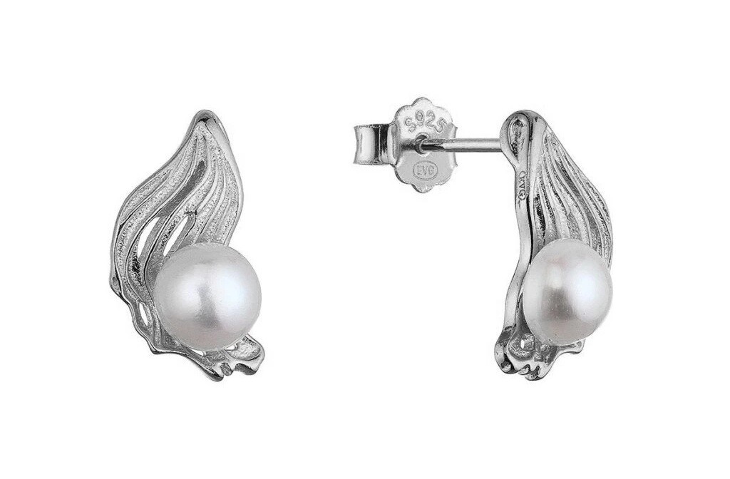 Evolution Group - Pavona Elegantní stříbrné náušnice s říční perlou 21121.1