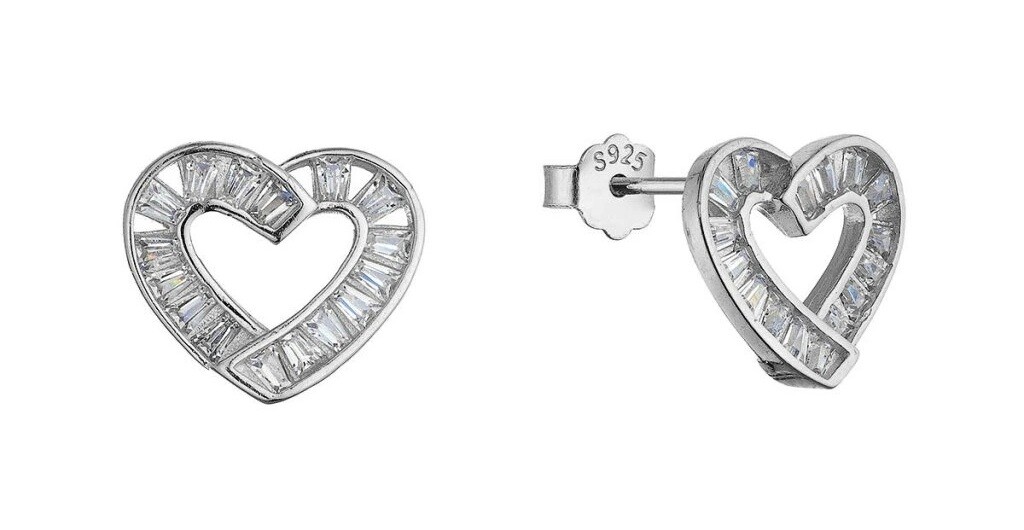 Evolution Group - Pavona Stříbrné srdíčkové náušnice s čirými zirkony 11749.1
