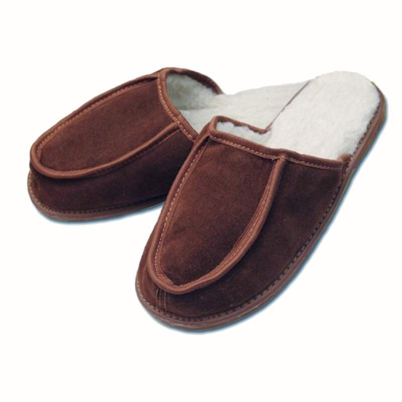 Ovčíno PARDÁL hnědé pánské kožené pantofle s ovčí vlnou POUZE EU 41 (VÝPRODEJ)