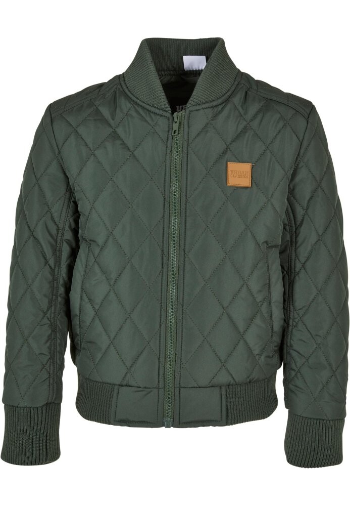 Boys Diamond Quilt Nylon Jacket - olive 122/128