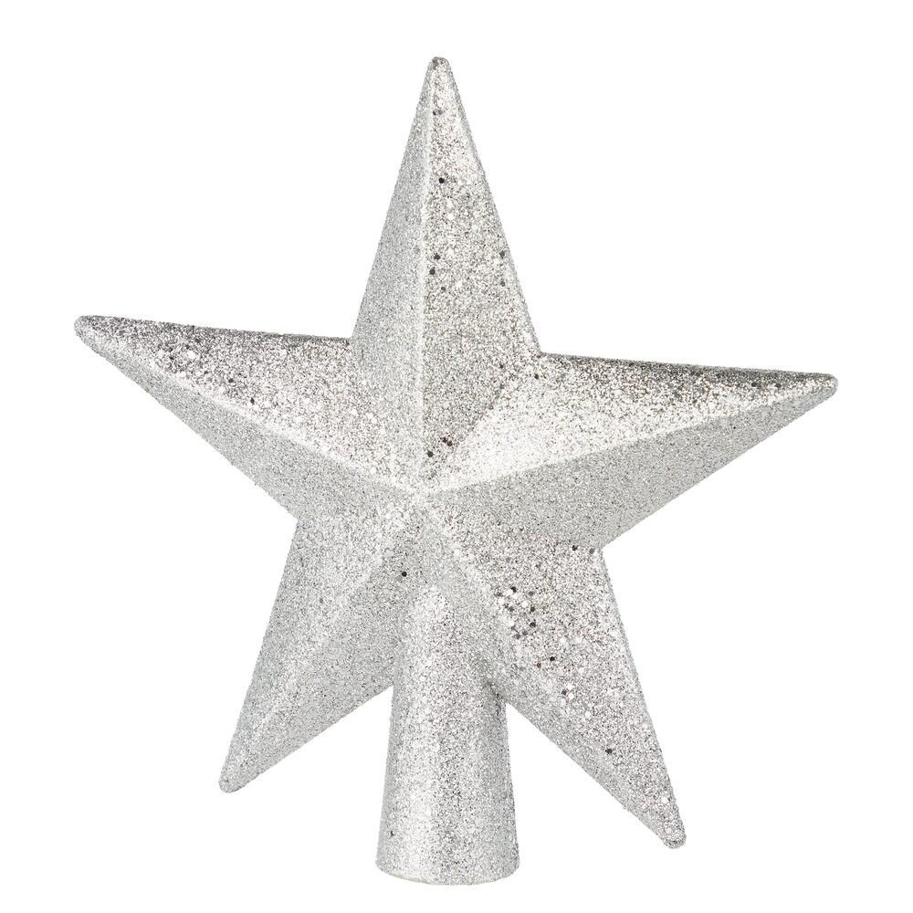 X-MAS Špice na stromek hvězda třpytivá 20 cm - stříbrná