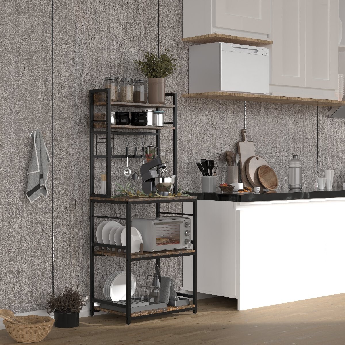 VCM Kuchyňský policový bufet „Kolari“, vintage dub