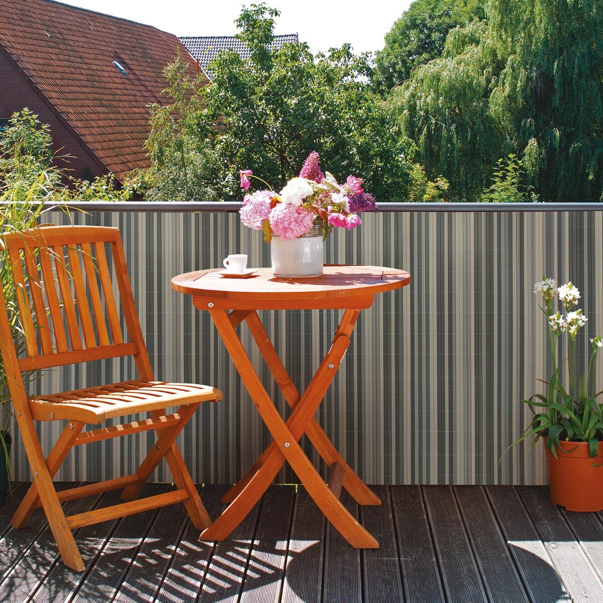 Videx Garden Balkonová zástěna Rügen, dub, 90 x 300 cm