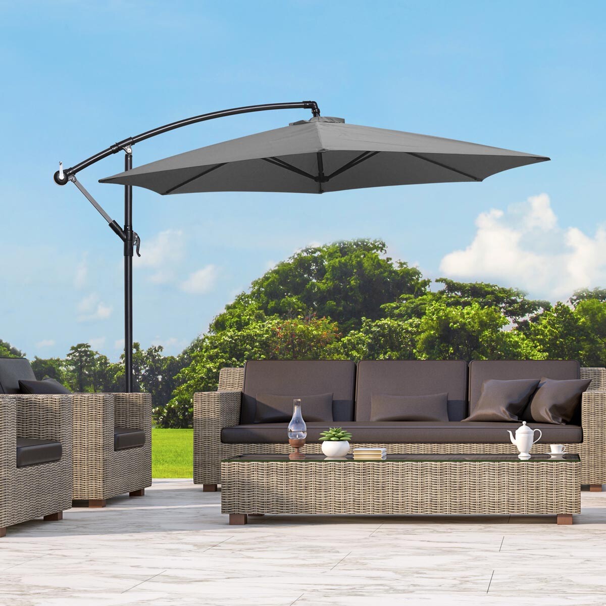 Haushalt international Slunečník s boční nohou, šedý