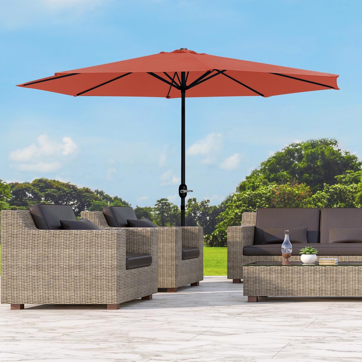 Haushalt international Slunečník UV50+, terracotta, Ø 3 m