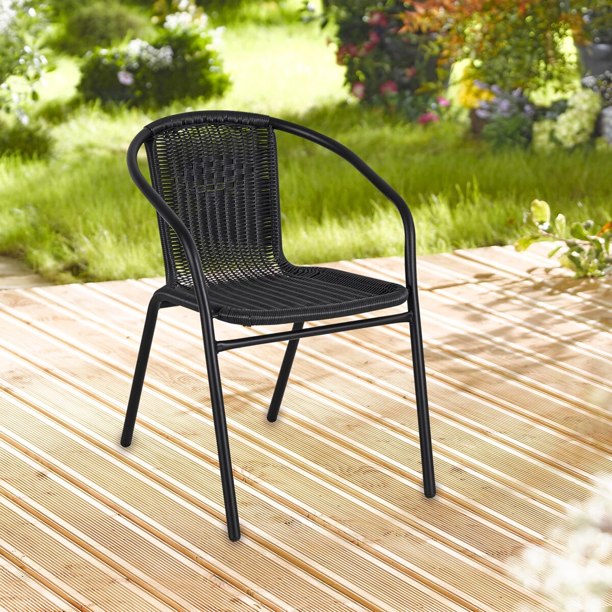 Haushalt international Zahradní židle z umělého ratanu, černá