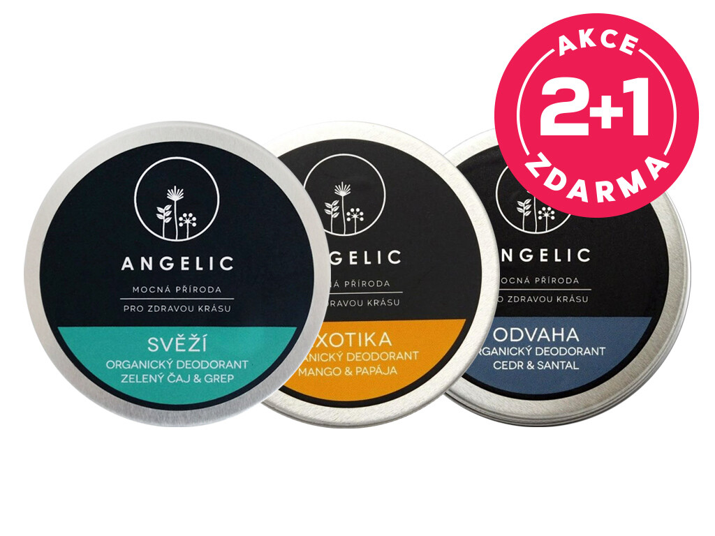 Angelic 2+1 ZDARMA Organický deodorant Odvaha + Exotika + Svěží