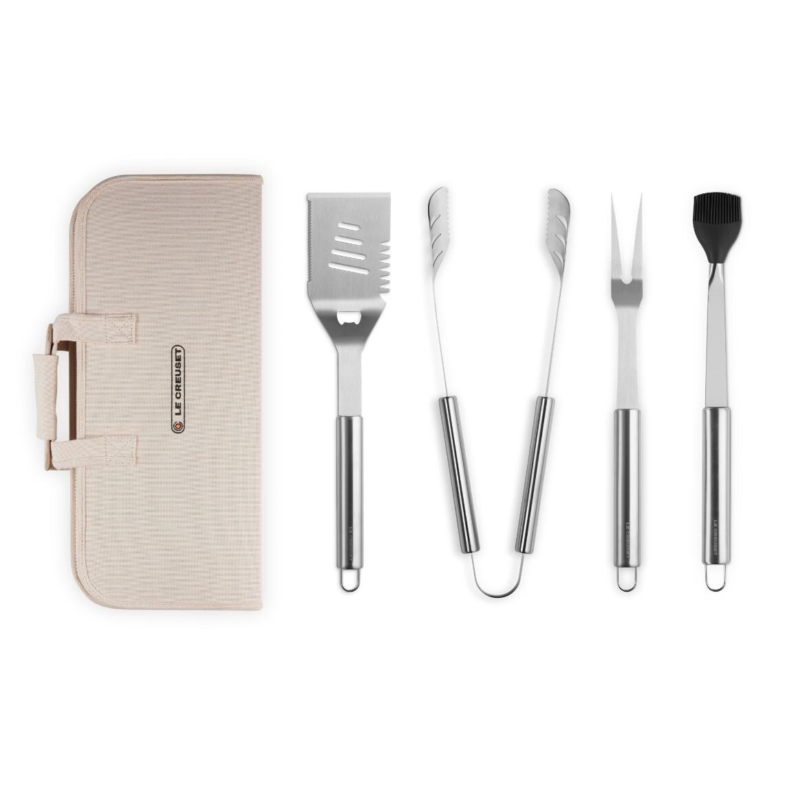 Grilovací náčiní BBQ, sada 4 ks, stříbrná, nerezová ocel, Le Creuset