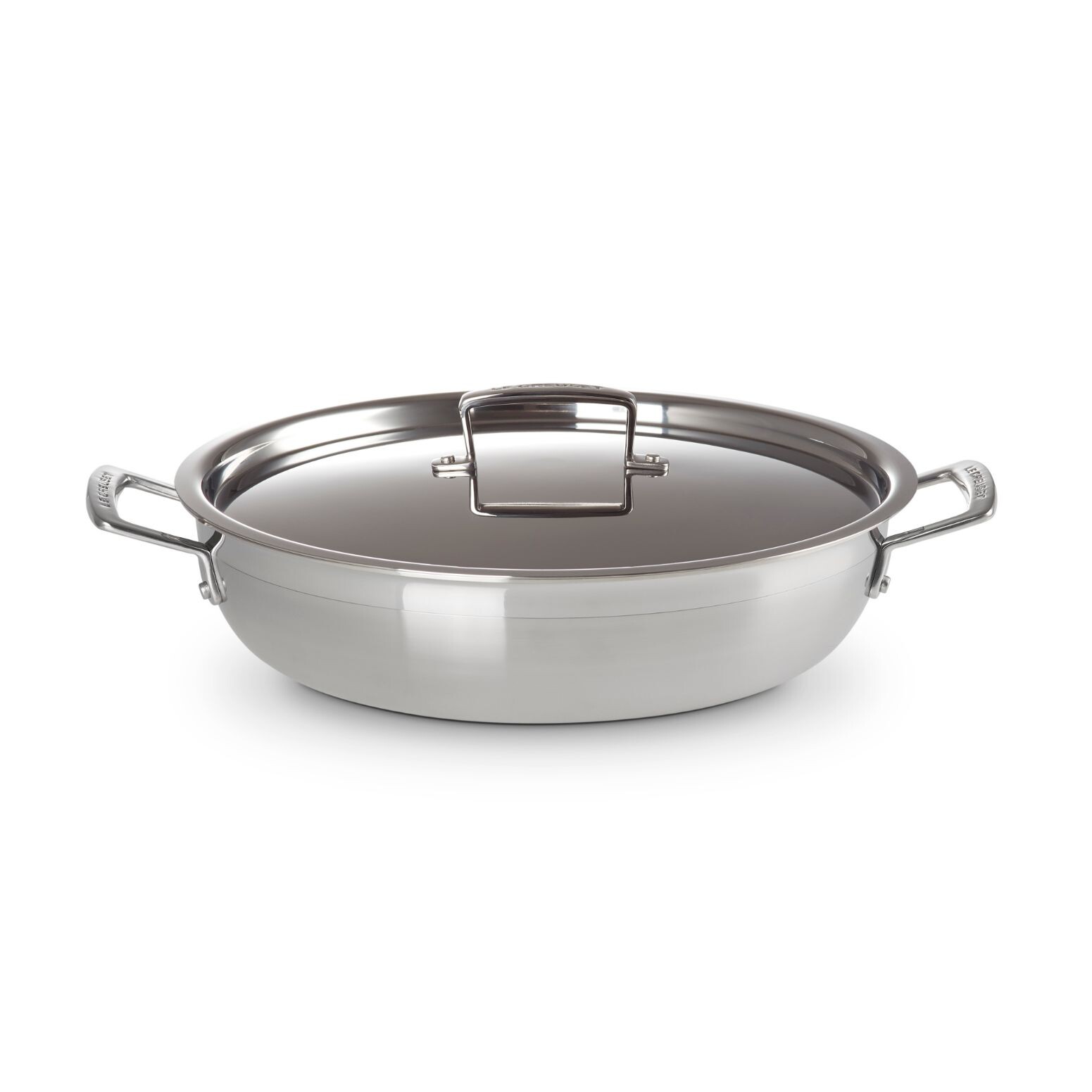 Nízký kastrol CLASSIC 30 cm, 4,8 l, stříbrná, nerezová ocel, Le Creuset