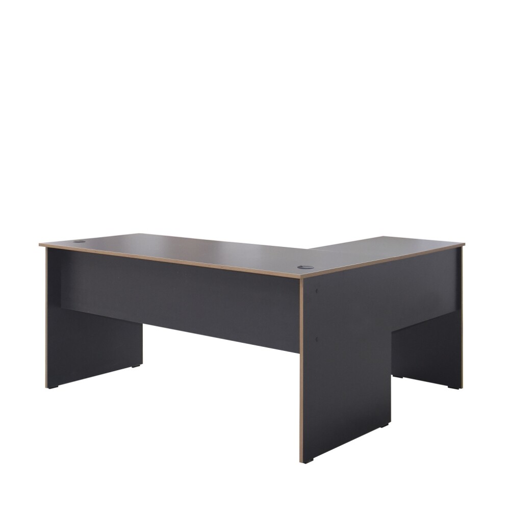 Rohový psací stůl CORNO, levý, antracit/dub - II. jakost