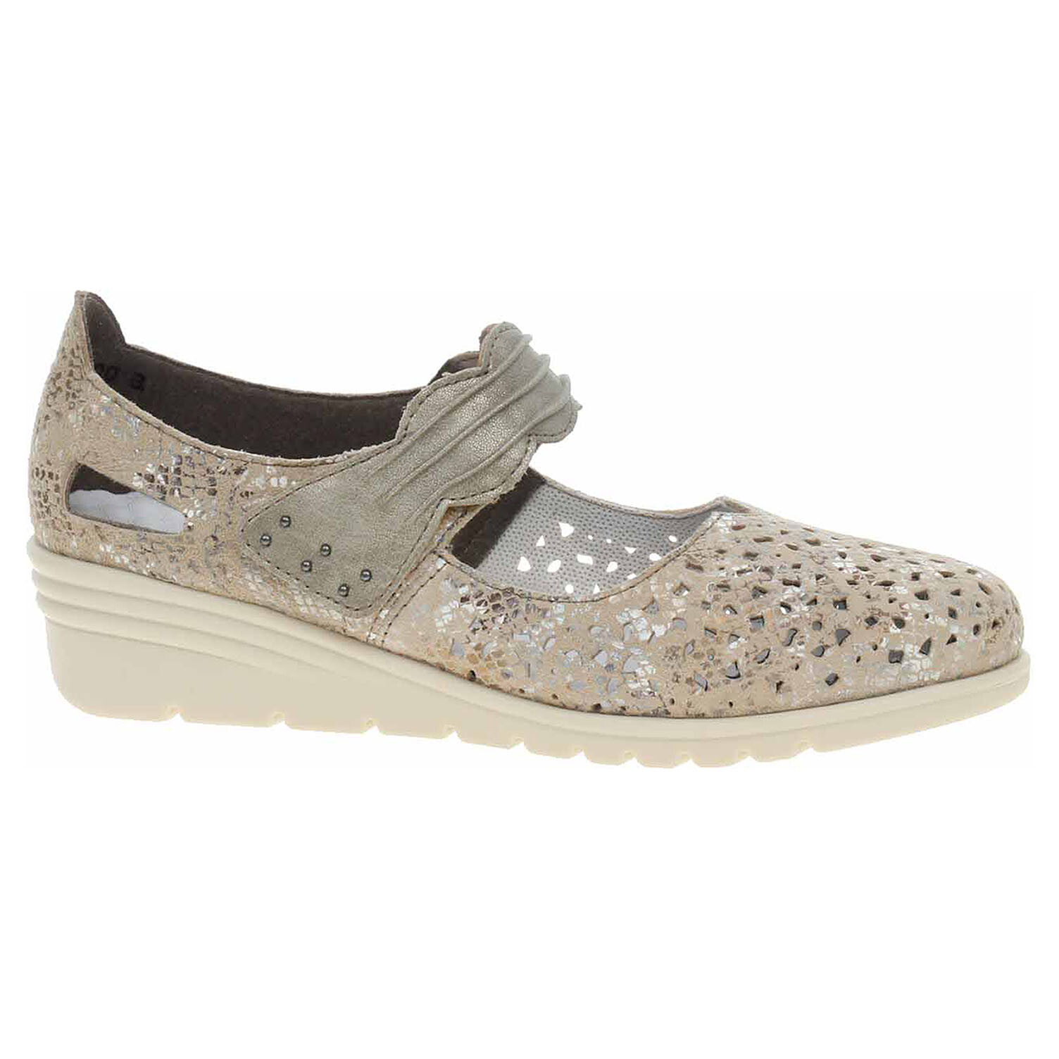 Ecco Dámské baleriny Rieker L5359-90 beige -metallic 23301259