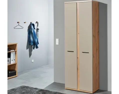 Vysoká úložná skříň Kanada 68 cm, dub artisan/kašmírová béžová