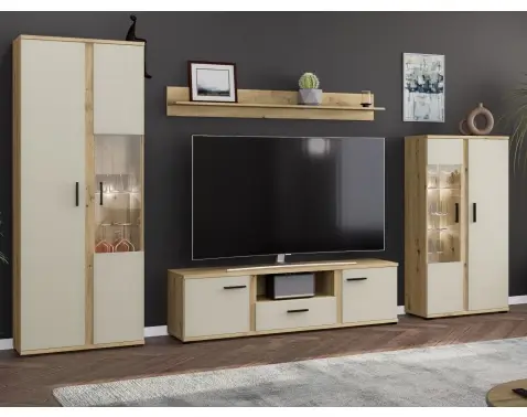 Obývací stěna Kanada, dub artisan/kašmírová béžová