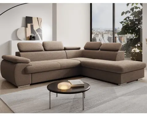 Rohová sedačka Viera, světle hnědá látka, pravý roh