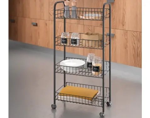 Pojízdný regál Ascona Lava TouchTherm 4, černý mat