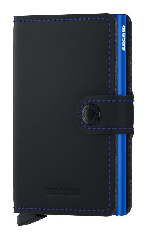 Kožená mini peněženka Secrid Miniwallet Matte Black & Blue