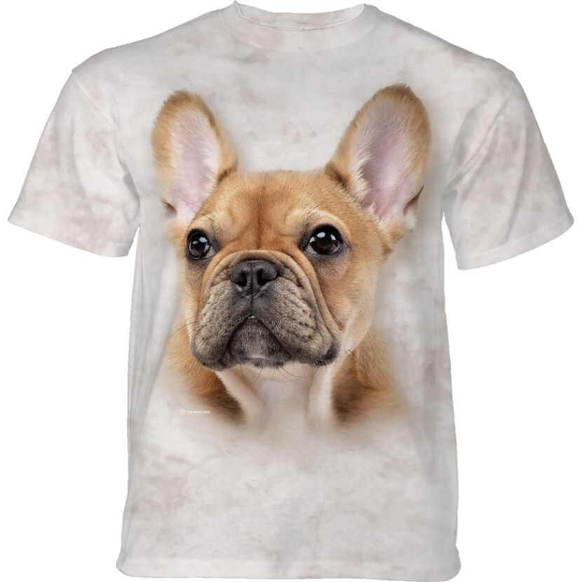 Tričko unisex The Mountain French Bulldog Face (Francouzský buldoček) - bílé, 4XL
