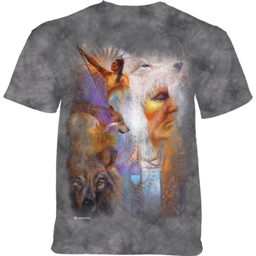 Tričko unisex The Mountain Vision of the Wolf - šedé, S