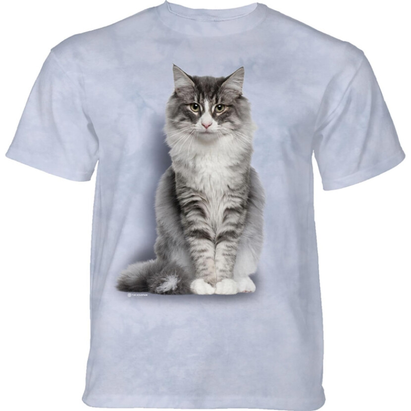 Tričko unisex The Mountain Norwegian Forest Cat (kočka) - bílé, 5XL