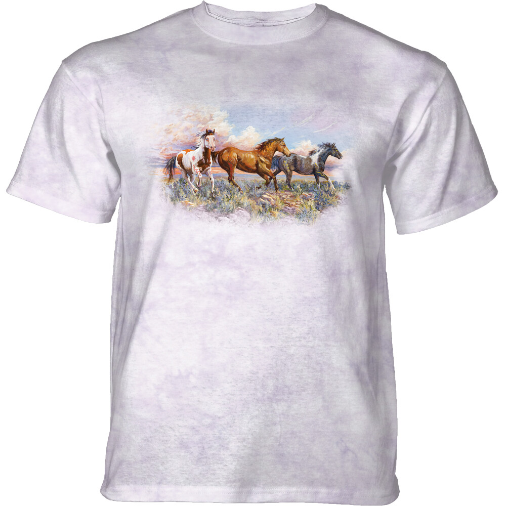 Tričko unisex The Mountain Race The Wind (koně) - bílé, 5XL