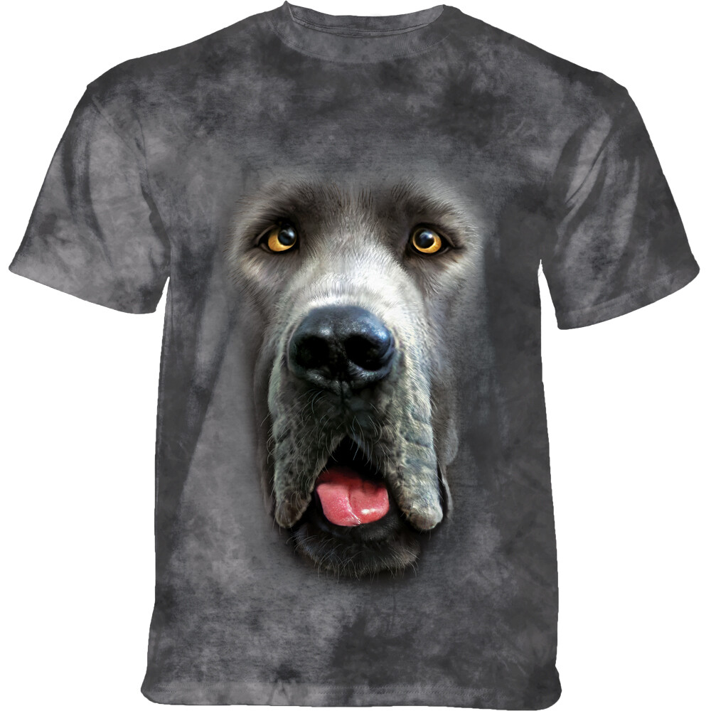 Tričko unisex The Mountain Big Face Great Dane (Německá doga) - šedé, 4XL