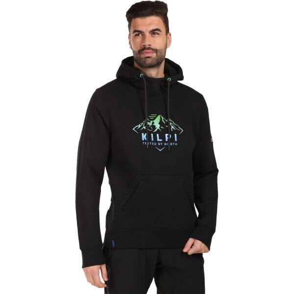 KILPI NORTHEN Pánská bavlněná mikina s kapucí, černá, velikost