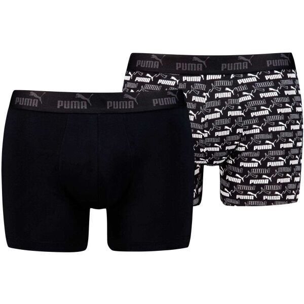 Puma ELEMENTS MEN PRINTED NO1 STRIPE BOXERS 2P Pánské boxerky, černá, velikost