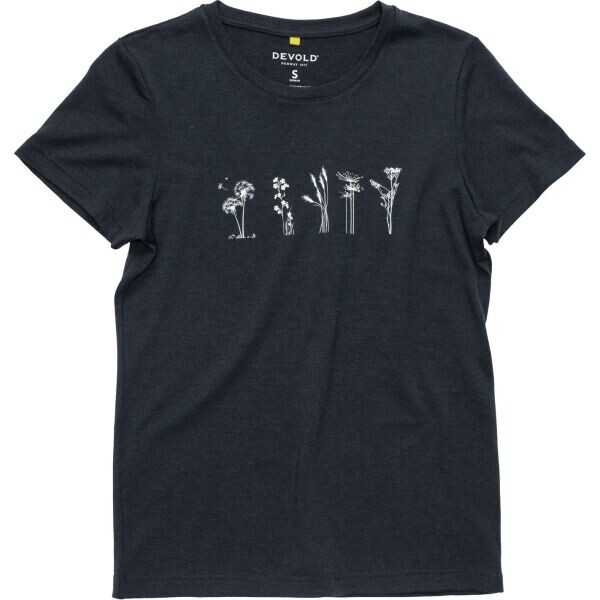 Devold CLASSIC FLOWERS TEE WMN Dámské funkční tričko, černá, velikost
