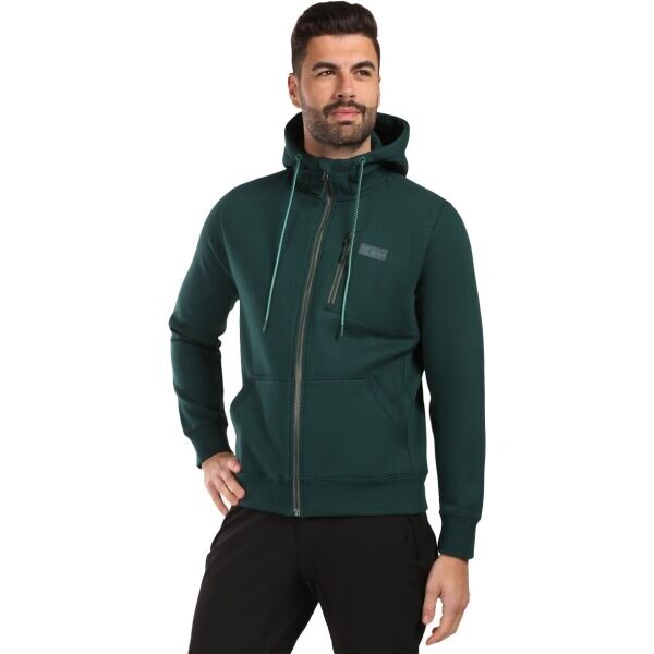 KILPI DANILO Pánská bavlněná mikina s kapucí, tmavě zelená, velikost