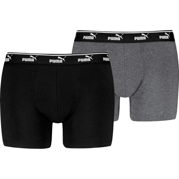 Puma ELEMENTS MEN LOGO ELASTIC BOXER 2P Pánské boxerky, černá, velikost