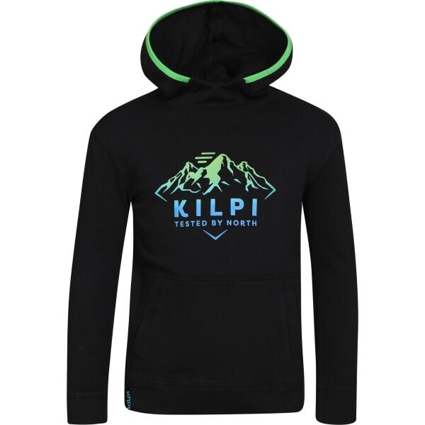 KILPI NORTHEN Chlapecká bavlněná mikina s kapucí, černá, velikost