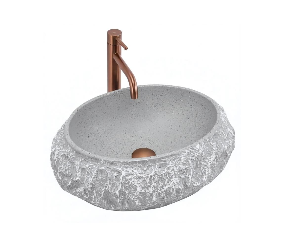 REA-U0633 - Umyvadlo na desku MIKA GABRO 38x50 cm šedá/imitace kamene REA-U0633