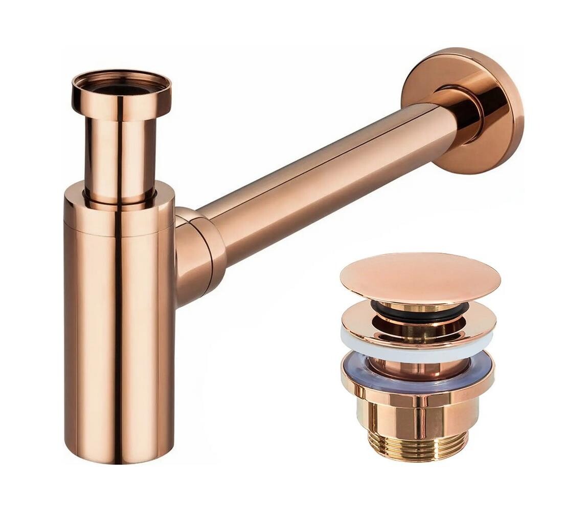 REA-A8541 - Umyvadlový sifon s výpustí CLICK-CLACK rose gold REA-A8541