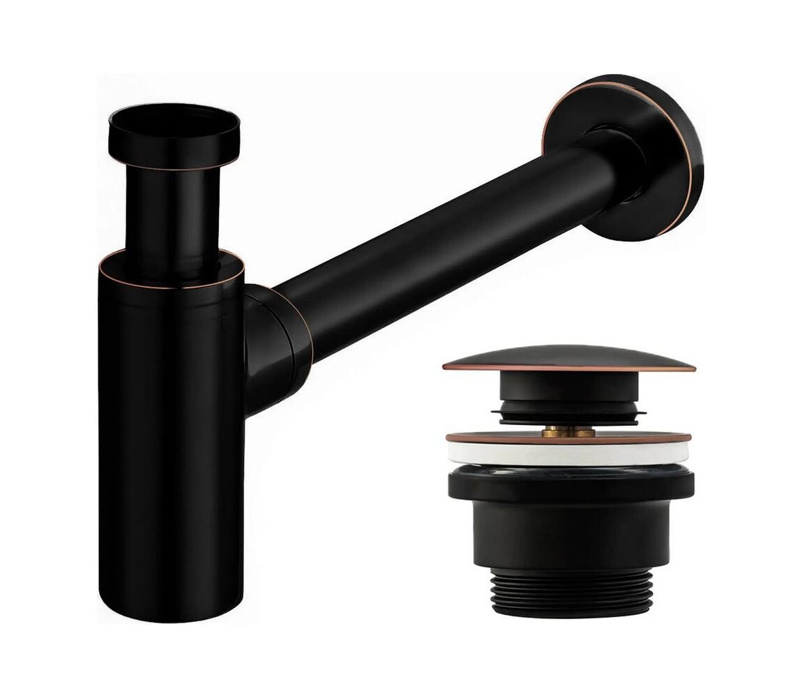 REA-A8536 - Umyvadlový sifon s výpustí CLICK-CLACK černá REA-A8536