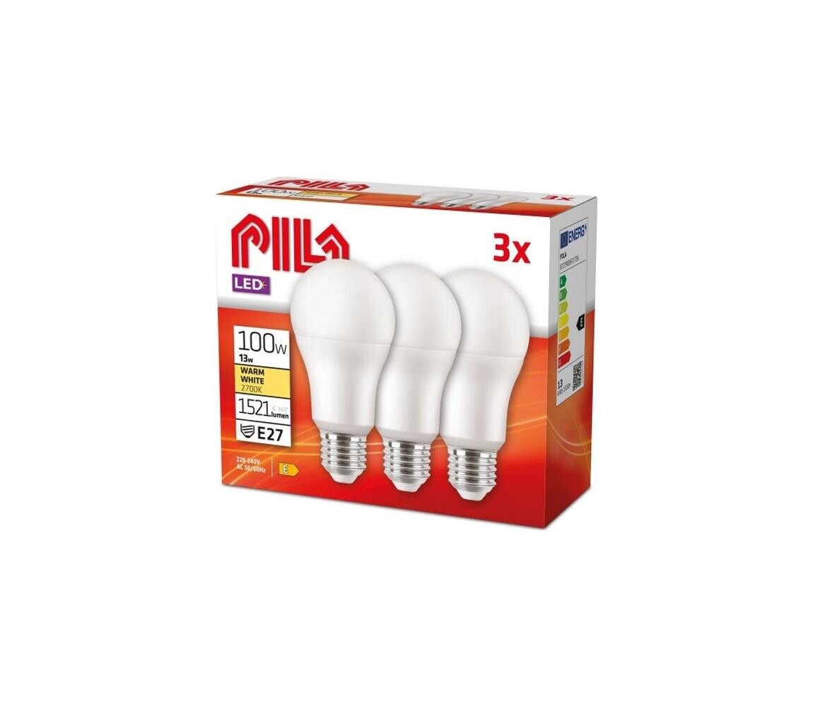 SADA 3x LED Žárovka Philips Pila E27/13W/230V 2700K 8727900971736